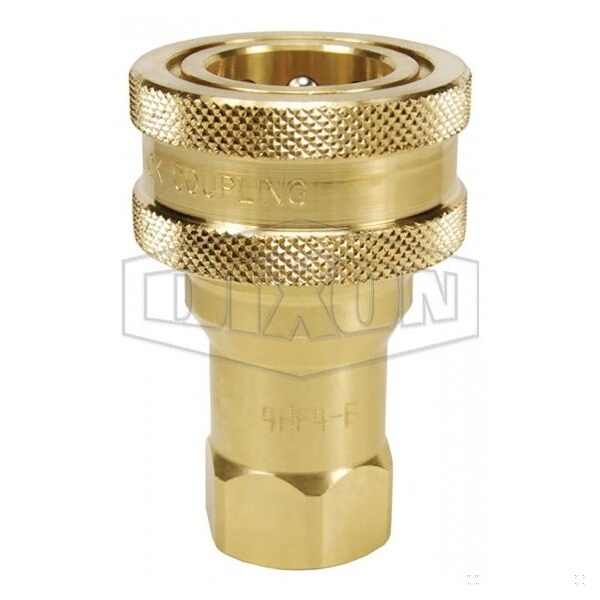 DQC H Industrial Interchange Poppet Valve Female Coupler, 1/2-14 Nominal, Female BSPP, Brass